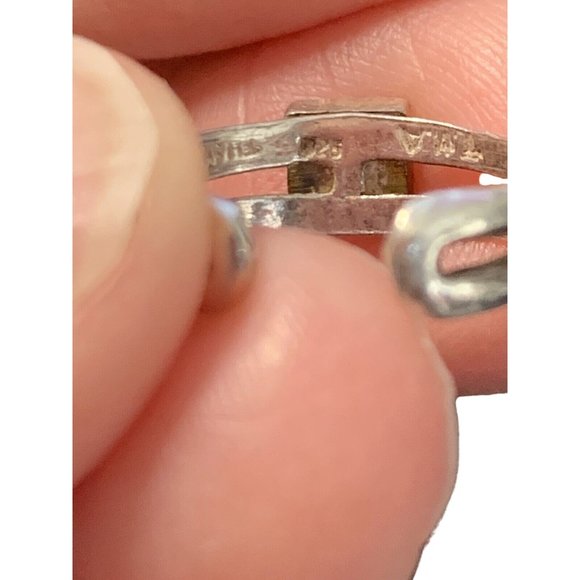 Vintage 925 Sterling Silver Ring Blue Topaz Square setting w/Round Stone Size 4 - Picture 7 of 8